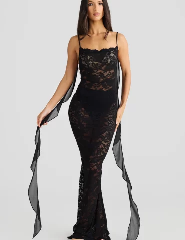 MELANI Samari Lace Gown - Black